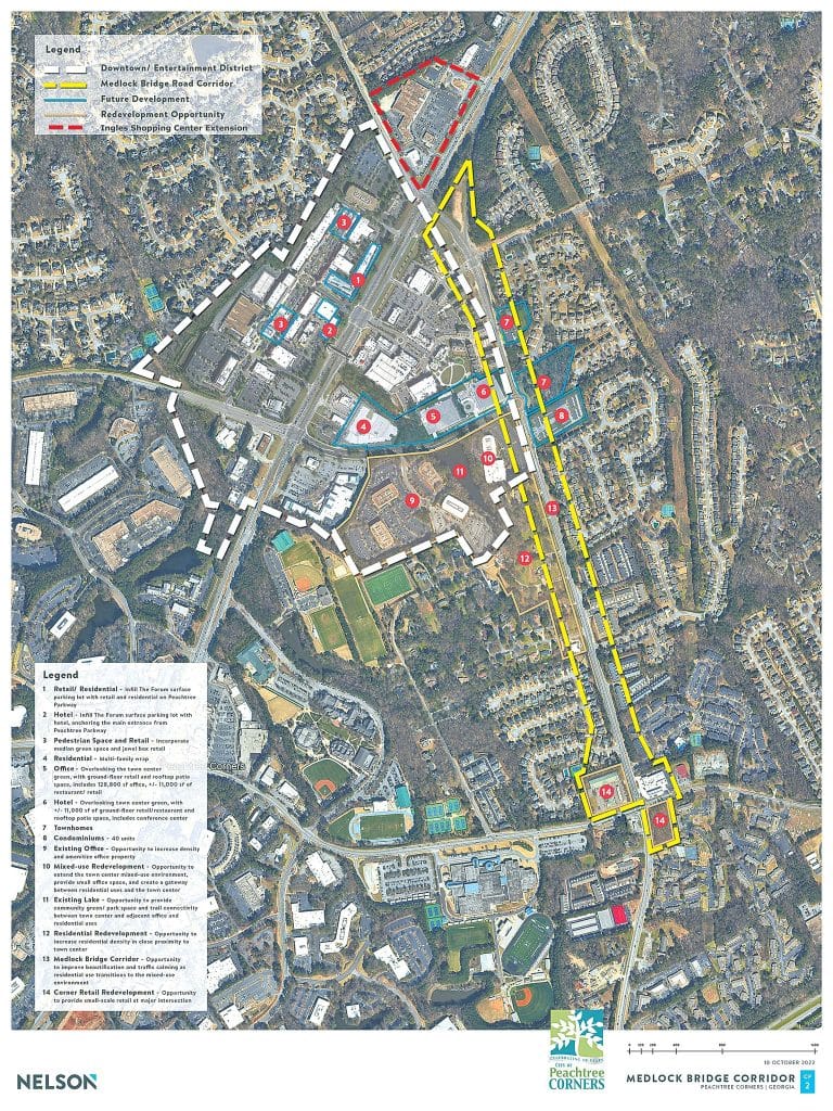 The current Medlock Bridge Corridor map in the 2045 Comprehensive Plan Update. This has not been voted on by City Council as of this publication. Note the “Charlie Roberts” property circled in red (4)