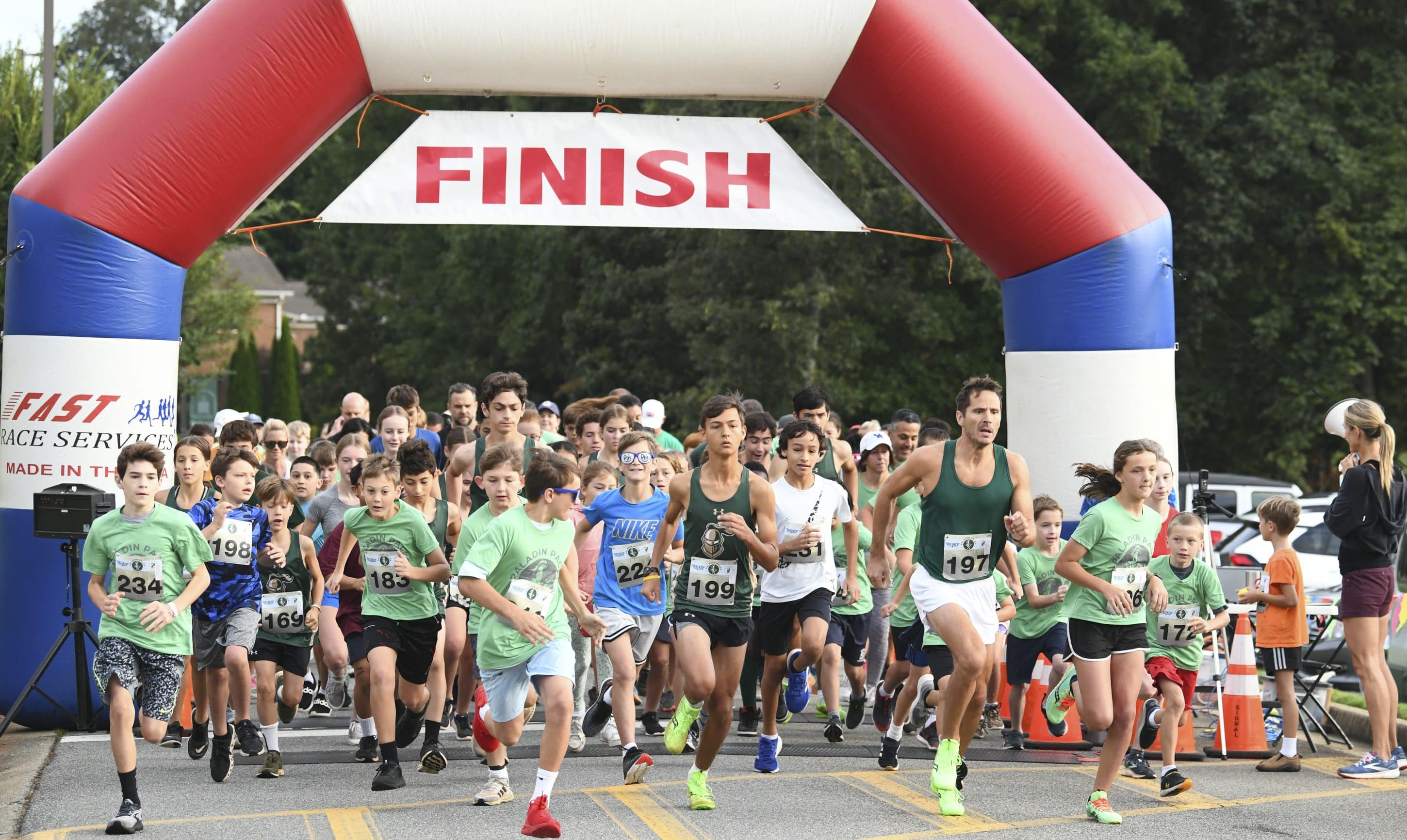 Group of runners participating in a 5k race