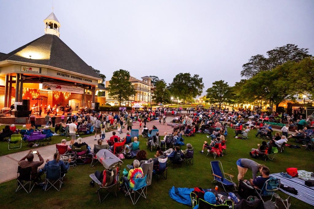 crowd of people at an outdoor concert