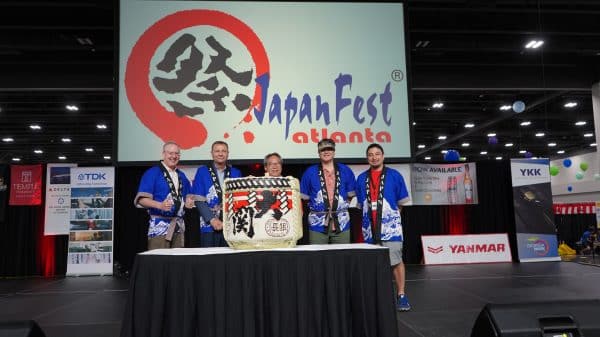 Group of men at a Kagamiwari ceremony at JapanFest