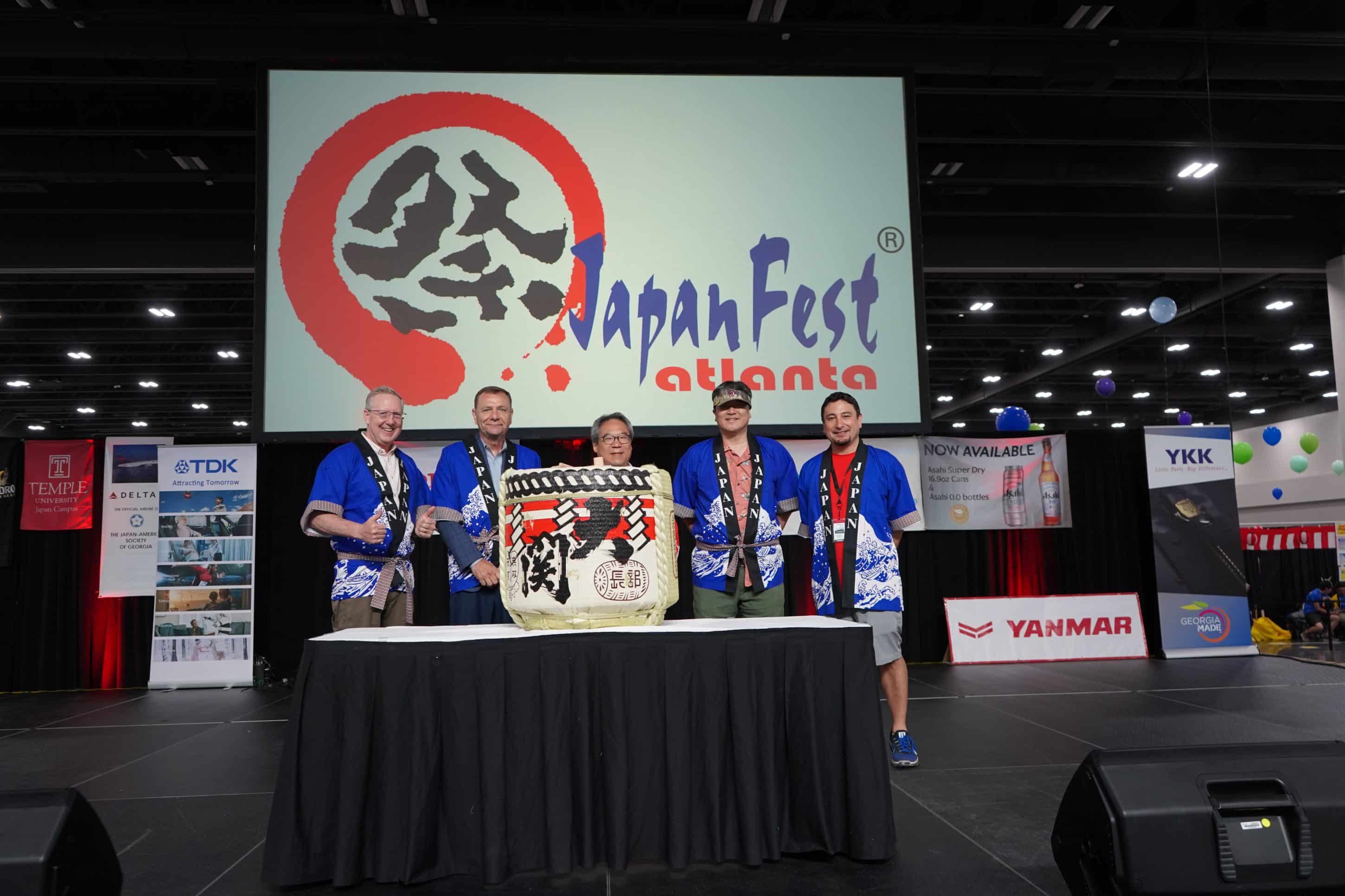 Group of men at a Kagamiwari ceremony at JapanFest