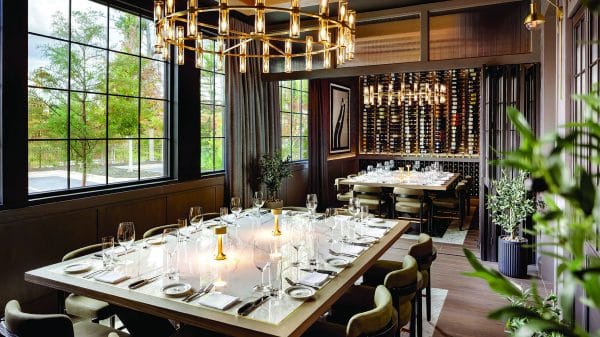 Upscale private dining room at a fancy restaurant