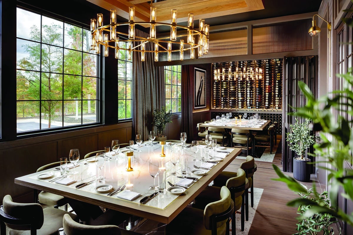 Upscale private dining room at a fancy restaurant