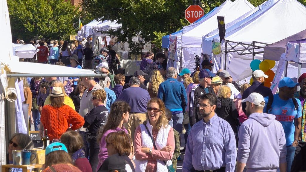 Crowd of people at outdoor art festival