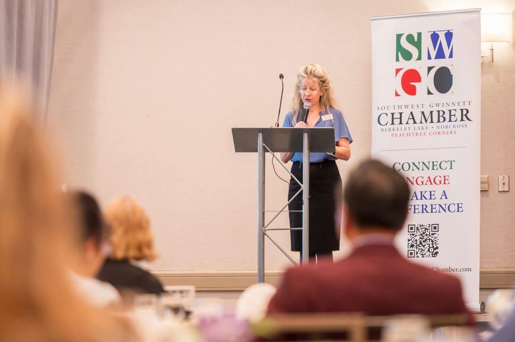 Female speaker at an SWGC event