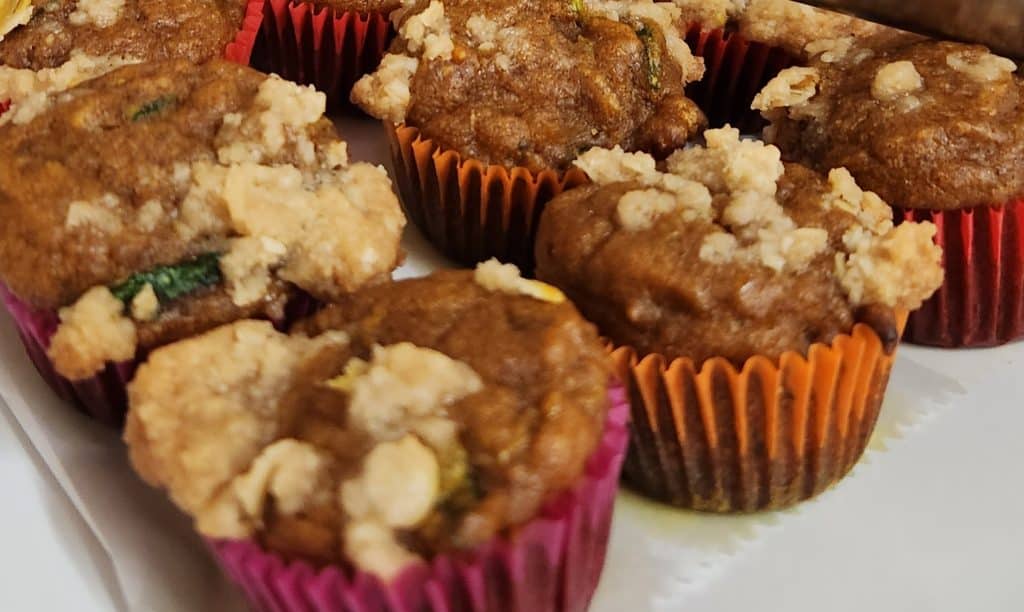 A plate of zucchini oat muffins