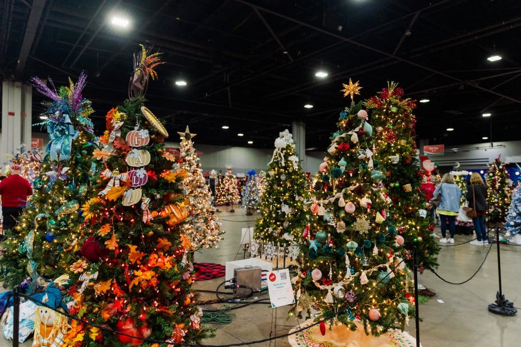 Display of decorated Christmas Trees at the Georgia Festival of Trees