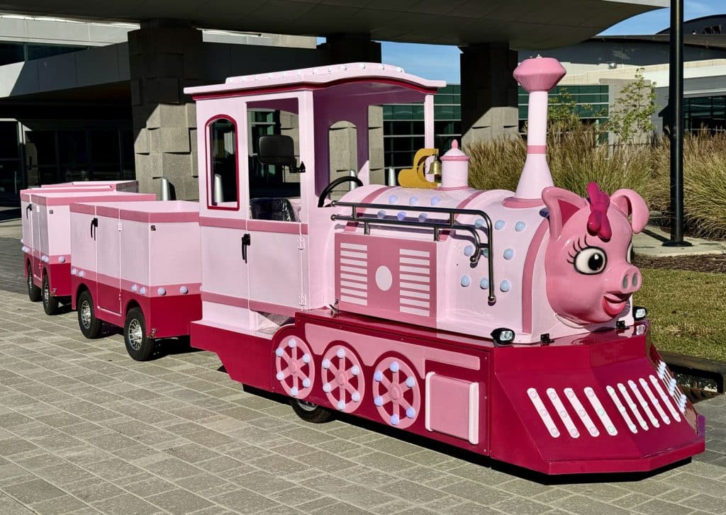 Penny the Pink Pig holiday train at Georgia Festival of Trees