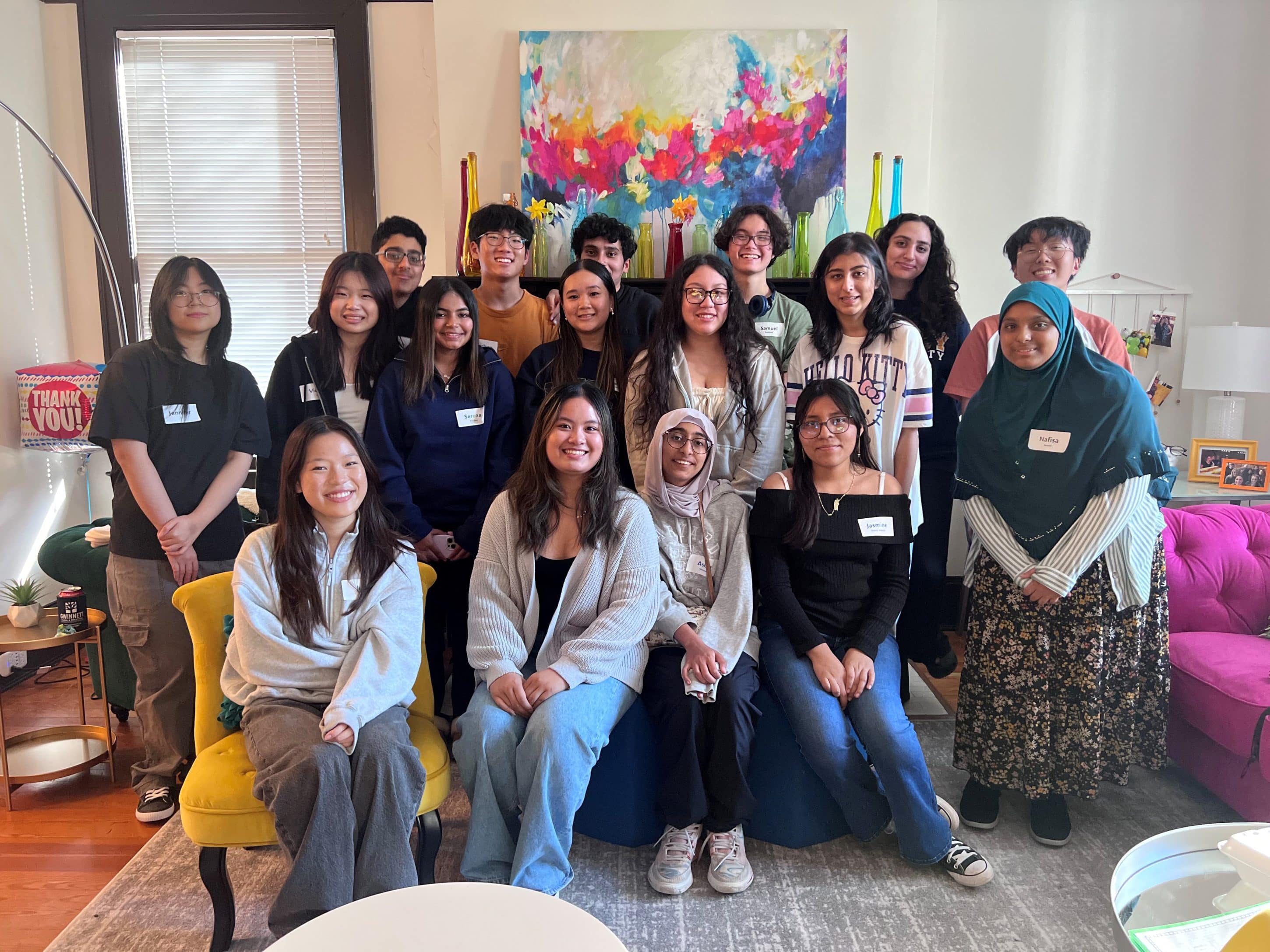 Group of high school students posing for a photo at their first Green Youth Advisory Council meeting