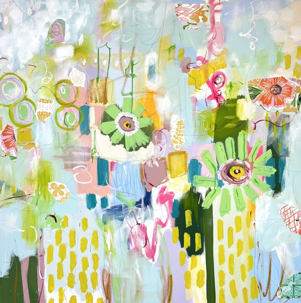 colorful, mixed-media abstract painting from Dawn Newbern