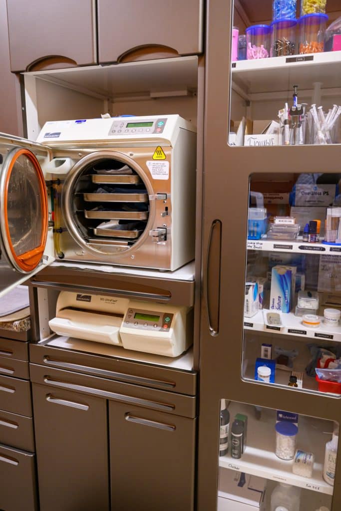 Medical closet and machinery at a Good Samaritan Health Center.