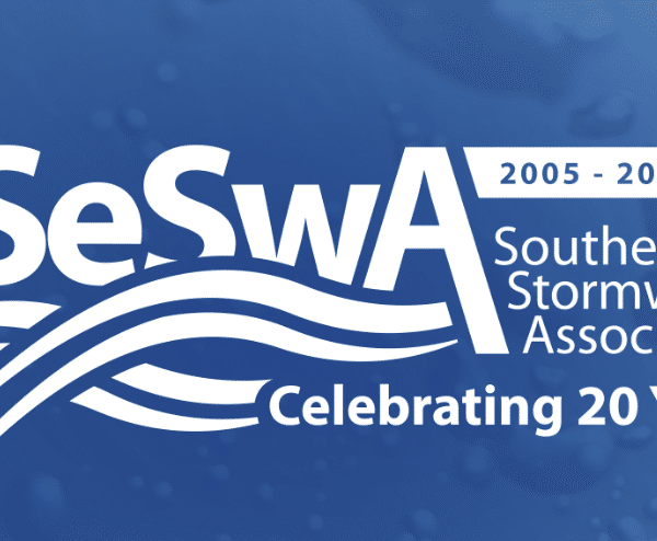 SESWA logo with white lettering on blue background