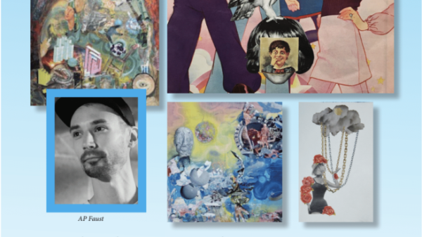 Poster showing work and artist photo for AP Faust.