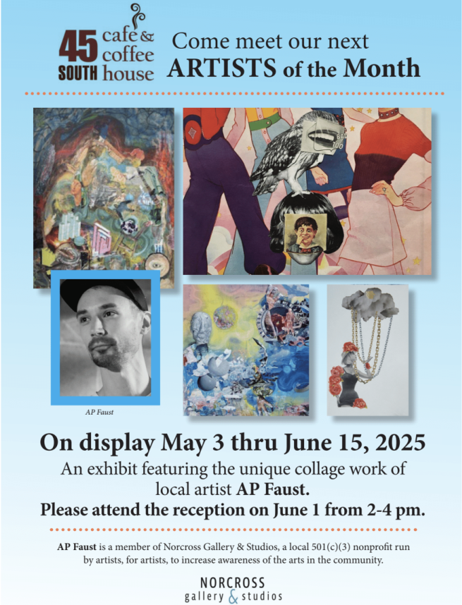 Poster showing work and artist photo for AP Faust.